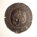 York and North of England Assurance Company Fire Mark, 1834-1844, W85C, copper, F-G