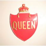 British Promotional Fire Marks, Queen Insurance Company, A103D, tinned iron, VG, original paint