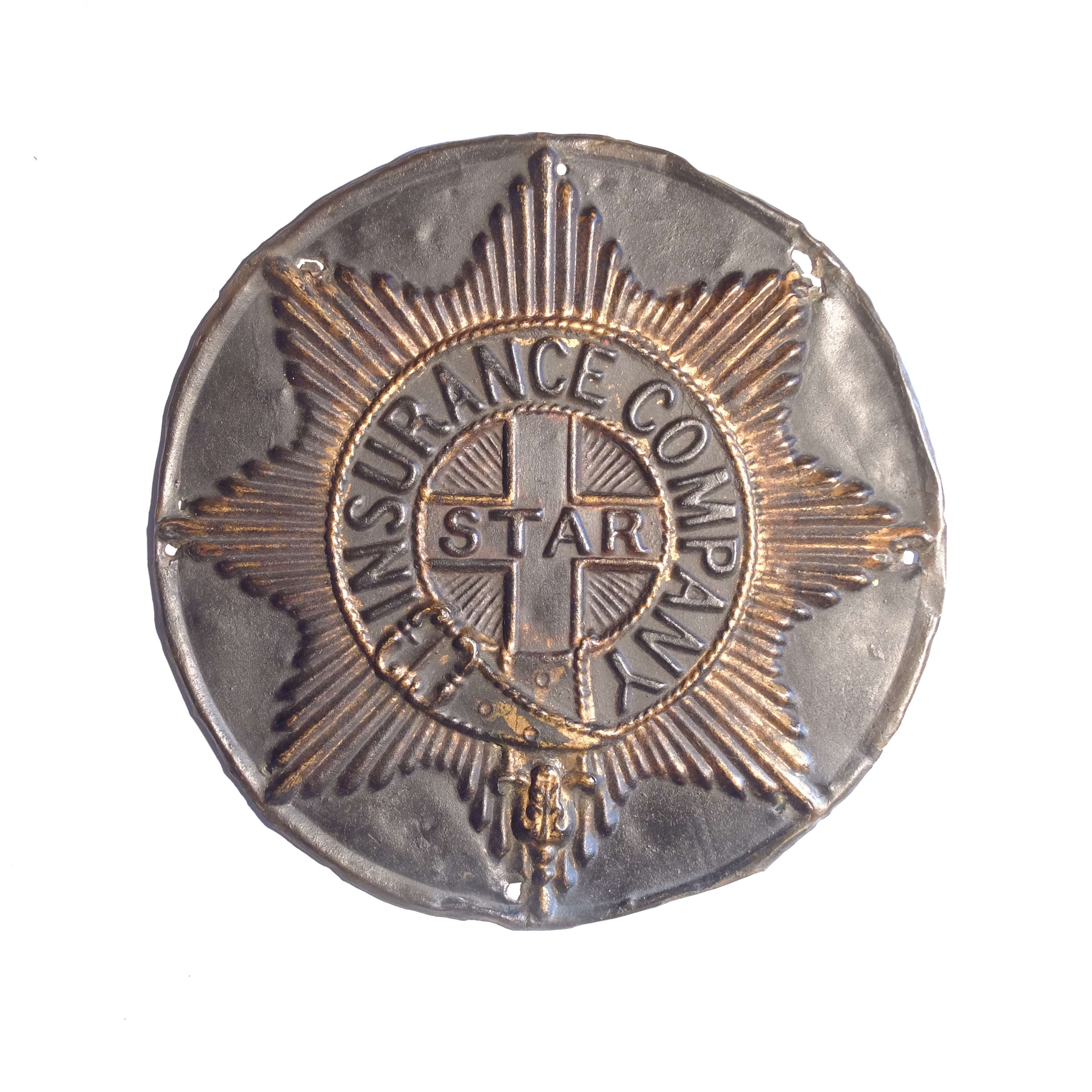 Star Life and Fire Assurance Society Fire Mark, 1843-1917, W94B, copper, G, some original paint,