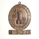 Worcester Fire Office Fire Mark, 1790-1818, W27B, lead, policy no. 1530, G-VG, replica top fixing