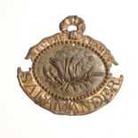 Wiltshire and Western Assurance Society Fire Mark, 1790-1835, W26C, copper, G-VG, some original
