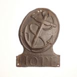 Hope Fire and Life Assurance Company Fire Marks, 1807-1844, tinned iron - W47C, F-G, corroded, and