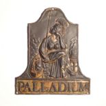 Palladium Life and Fire Assurance Society Fire Mark, 1824-1856, W72A, copper, G-VG, traces of