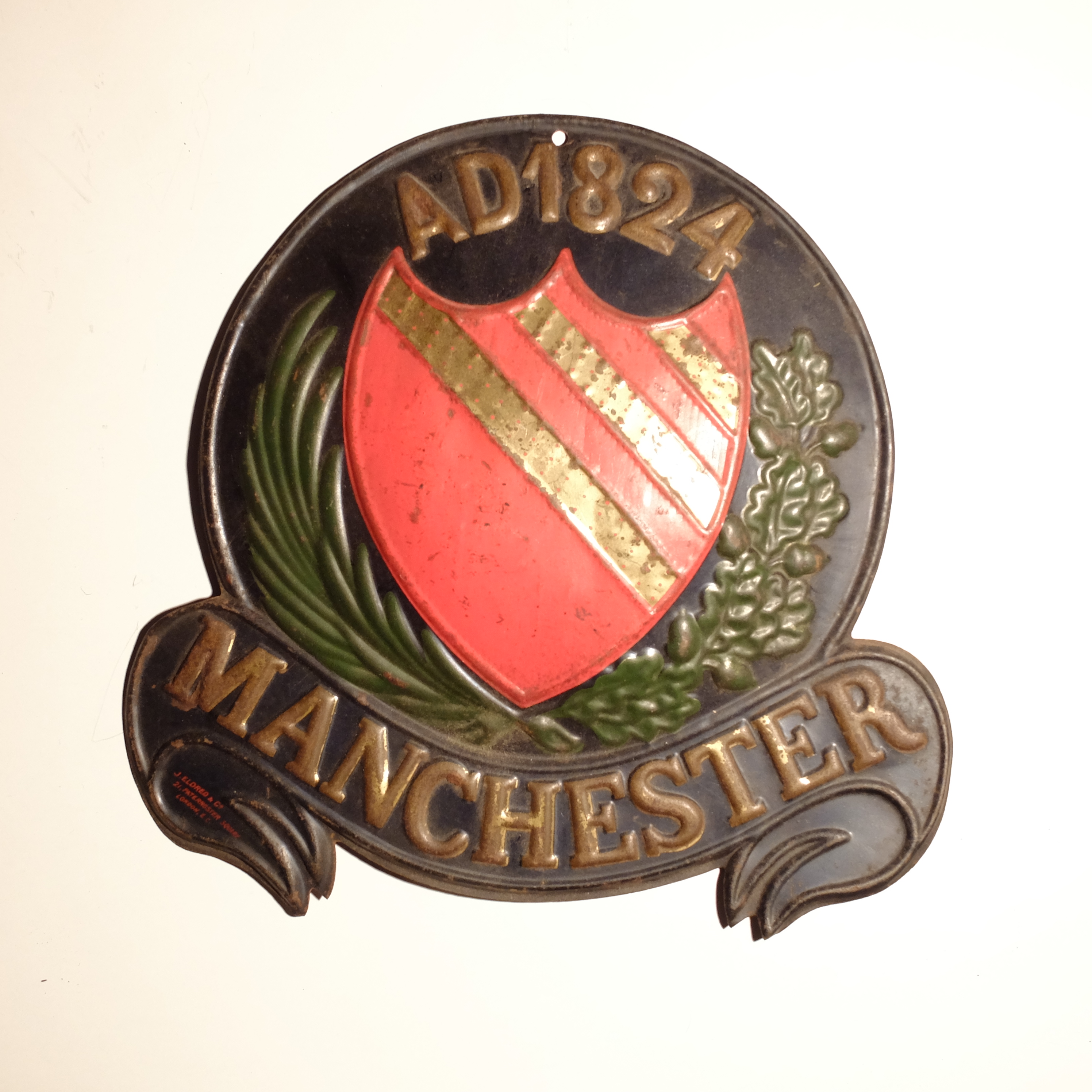 Manchester Fire and Life Assurance Company Fire Marks, 1824-1904, W71C, copper, F, on wooden - Image 3 of 3