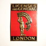 British Promotional Fire Marks, Licenses and General Insurance Company, B978, tinned iron, G-VG,