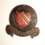 Manchester Fire and Life Assurance Company Fire Marks, 1824-1904, W71C, copper, F, on wooden