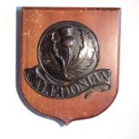 Caledonian Insurance Company Fire Mark, 1805-1957, W43A, copper, G, mounted on panel