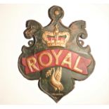 Royal Insurance Company Fire Mark, 1845-1996,W95A, tinned iron, F-G, original paint, some corrosion