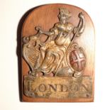 London Assurance Fire Mark, 1720-1965, W9G, lead, G, some wear to high relief areas, polished,