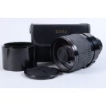 A Sigma 600MM F/8 Mirror Lens, serial no 213076, AIS mount, barrel G, some fading to grip,