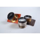 Three Small Brass Lenses, comprising a Taylor Taylor & Hobson Cooke Morlane Series VII A, 7½in f/6.