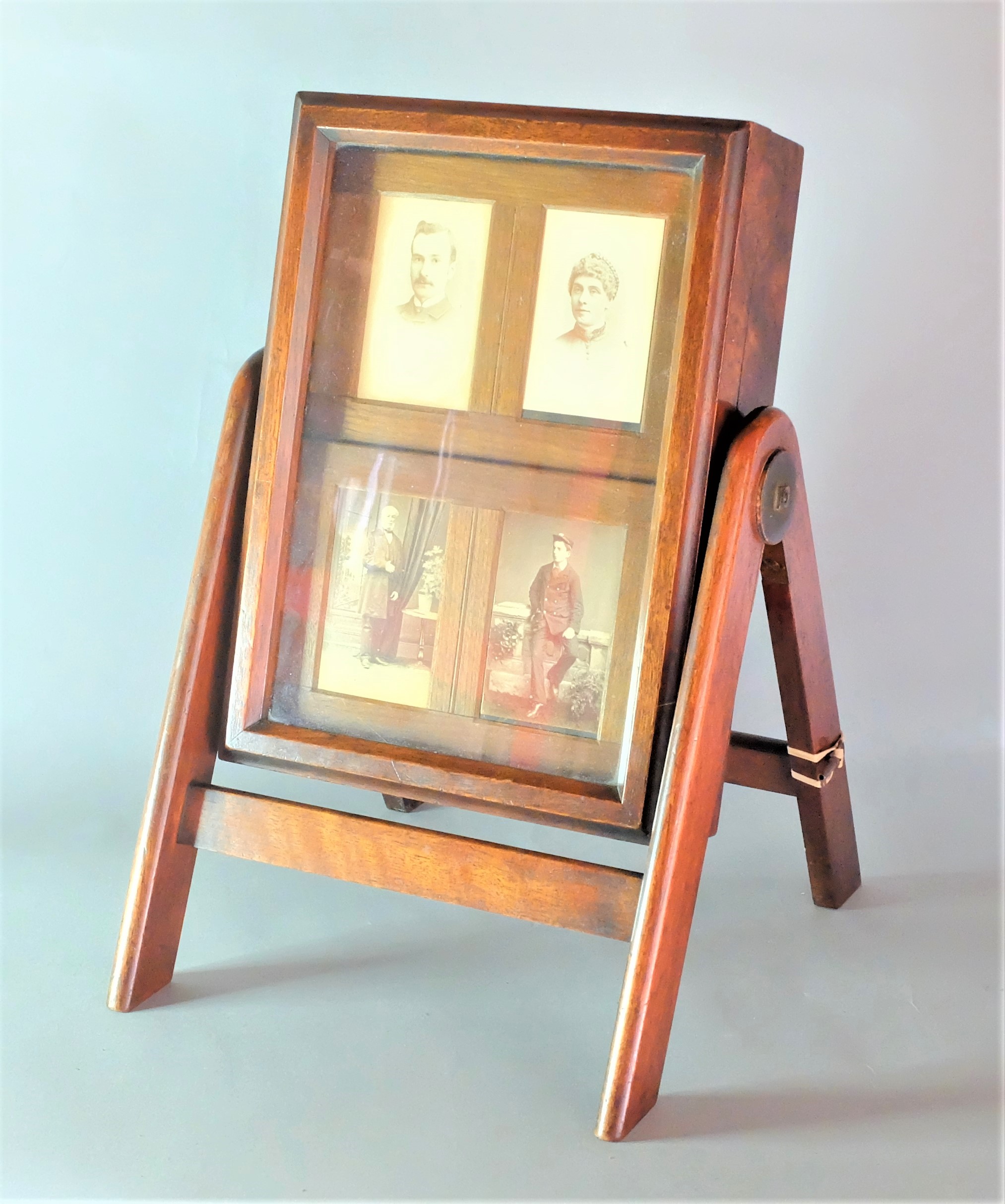 A mid-19th Century mahogany Young of Dublin Rotating Carte de Visite Display Stand, for sixty-