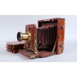 A Lancaster Instantograph Mahogany Field Camera, 6½ x 4¾in, maker's plate J. LANCASTER & SON