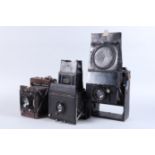 Three Early German Plate Cameras, comprising a Nettel Deck-Rouleau, 9 x 12cm with a Goerz Celor