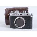 An Ensign Multex Model O Camera Body, serial no H 21108, shutter sluggish, some creasing to