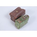 An Olive Green Coronet Midget Subminiature Camera, bakelite 16mm camera, shutter working, back