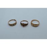 Three 9ct gold rings, all with vacant settings, 7.3g
