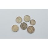 Six South American 19th and 20th Century circulated silver coinage, including four Mexican