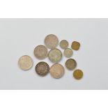 Eleven Victorian and George V and VI Indian circulated coins, including two East Indian Company 1840