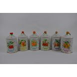 A set of six Franklin Mint Le Cordon Bleu ceramic jar and covers, sugar, Pasta, Flour, Tea,