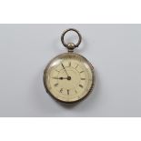 A Victorian Improved Chronograph fob watch, with white face, Arabic and roman numerals, missing back
