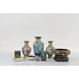 A collection of Chinese and Asian cloisonne ware, all 20th Century including a pair of ovoid