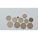 Eleven Dutch silver 19th Century and 20th Century circulated coins, including an 1848 William II 1