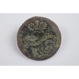 A George III 'Long Live the King' 1789 commemorative button, of circular design with impressed crown