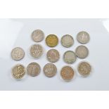 Fourteen commemorative £5 coins, four in plastic coin cases, relating to D Day and Victory in