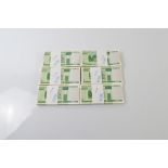 Six one hundred note bundles of 100 Belarusian rubles