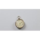 A Victorian open faced fob watch by Brooks Banks, white face, roman numerals, second subsidiary