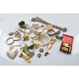 A quantity of costume jewellery, including an electro plated belt, various continental bangles,
