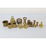 A small collection of metalware, including a pair of 1942 shell salts with broad arrow mark, a