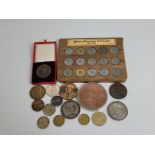 A collection of continental and world medals and medallions, including a Karl Goetz Lusitania