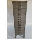 A Bisley steel office drawer set, 15 drawers, 100cm tall.