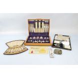 A canteen of silver plated cutlery, setting for six in oak case, a Royal Wedding 1981 boxed jam
