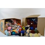 Two large boxes of wool, and textiles