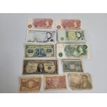 A quantity of United Kingdom and world loose bank notes, including eight D Somerset £5 notes, a