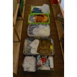 A massive quantity of textiles used for doll clothing, 6 boxes