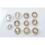 A set of eleven commemorative Elizabeth II Commonwealth coins, including a 1994 10 dollar Samoan