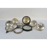 A quantity of Lucas circular glass car lights, including a pair of Ranger lamps, a metal cover and