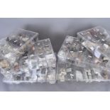 A collection of world minerals, all in six collection cases, including Granite, Obsidian (Volcanic