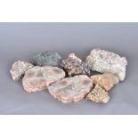 United Kingdom, eight rock and mineral specimens from around the United Kingdom, including Barite on