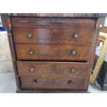 19th Century five drawer chest, four main drawers with turned handles, one concealed top drawer