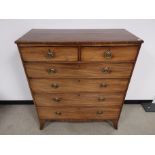 Large Victorian chest of drawers, two half drawers over four full length drawers.