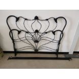 Art nouveau style black painted divan bed frame, To fit around a double sized bed.