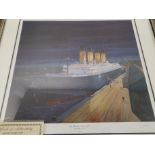 Simon Fisher signed print of the Titanic, entitled 'By Dawn's Early Light', limited edition number