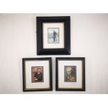 M Gallagher signed prints, three depicting an elderly gentleman. All framed and glazed, and signed