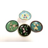 A Chinese Canton enamel dish of peach form decorated with bats surrounding a flower, diameter 9cm,