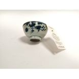A 'Hatcher Wreck' Ming porcelain bowl, with underglaze blue plant life decoration,6cm x 12cm, with